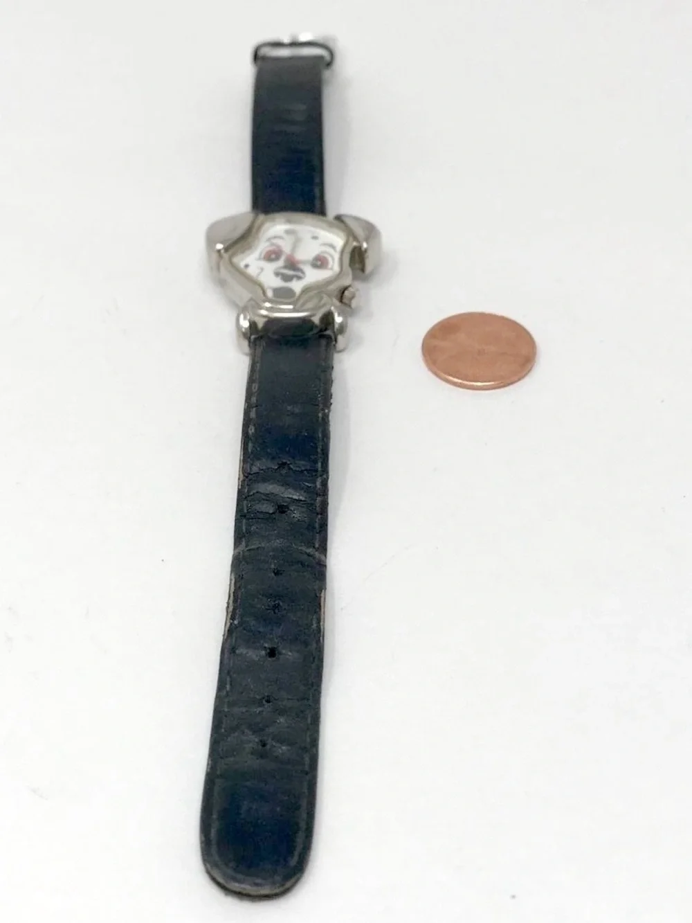 Timex 101 Dalmatians Lucky's Head Watch Face Leather Band Vintage Watch-8